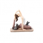 Statuettes Figurine of Hatha yoga with cats (14 cm)  Beige